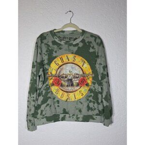 Guns N' Roses Green Long Sleeve Pullover Tie Dye Camo Sweatshirt Size Large